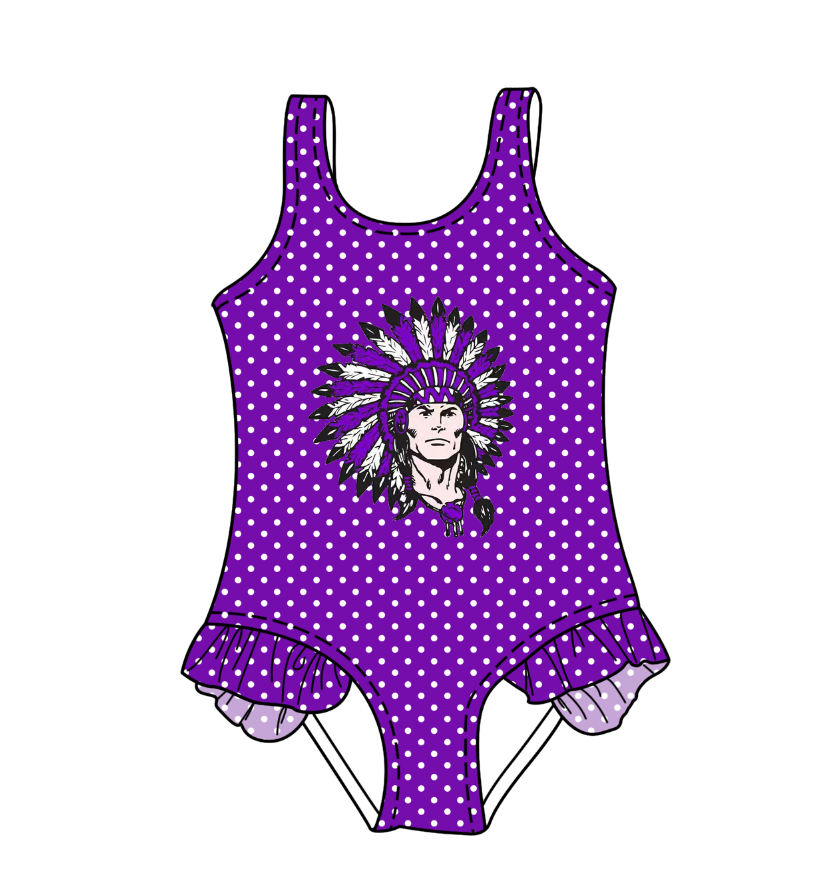 Custom moq 5 mix size milk silk summer teams Purple Baby Girl Sleeveless Polka Dot Lace Onesie Swimsuit Cute Summer Beachwear for Little Girls