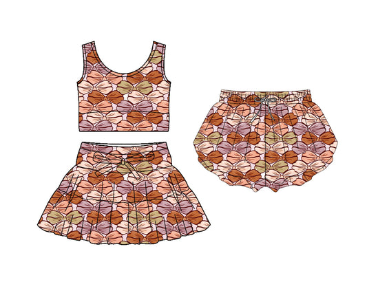 Custom moq 5 mix size Sibling Baby Girl Sleeveless Top And Skirt Yoga Set Cute Outfit with Yoga Shorts for Little Ones