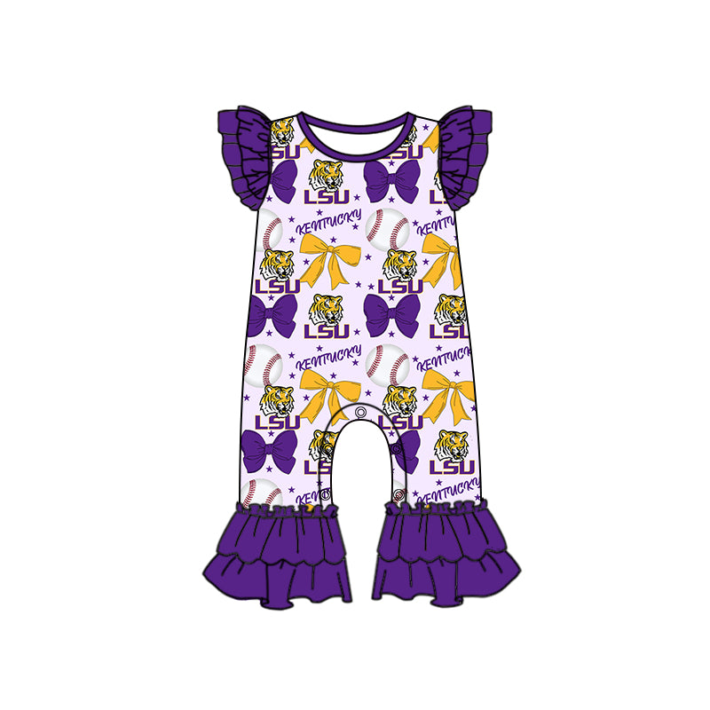 Custom moq 5 each style summer teams baby girls clothes team bow purple long sleeve hooded pants sets and dress and romper-25.6.13
