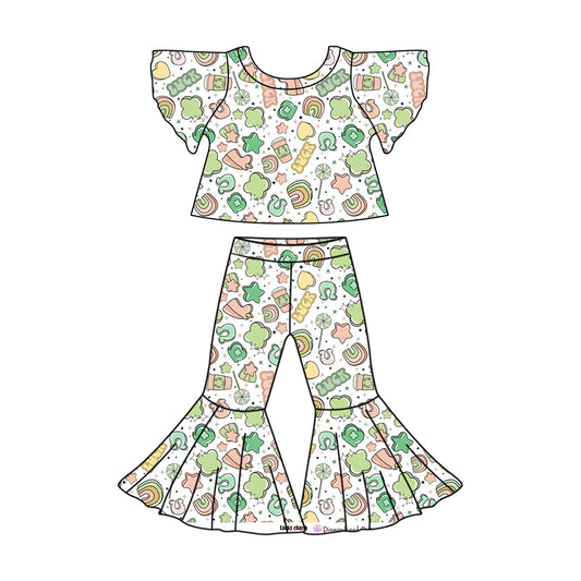 25.10.20 custom each style moq 5 eta 6-8week Sibling Sisters bow floral baby girl short sleeve pants sets 5 match family design