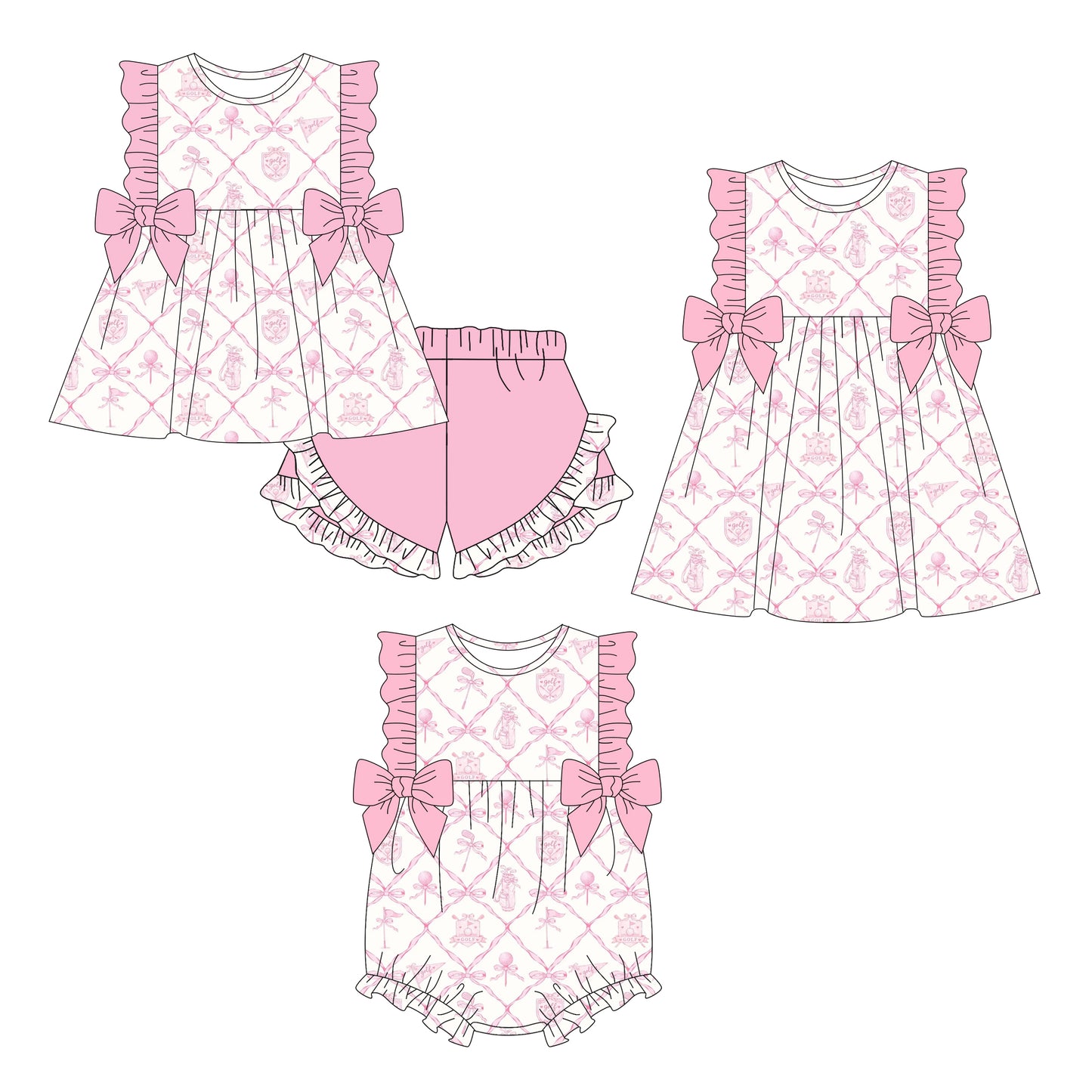 Custom moq 5 mix size Pink Bow-Print Sleeveless Romper Dress Baby Girls Casual Soft Cotton Romper Dress