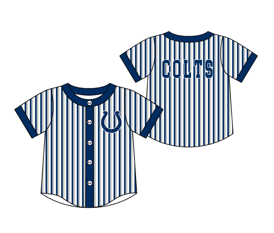 Custom moq 5 mix size milk silk summer teams Navy Blue Striped Short-Sleeved Button-Down Shirt for Baby Boy Summer Outfit