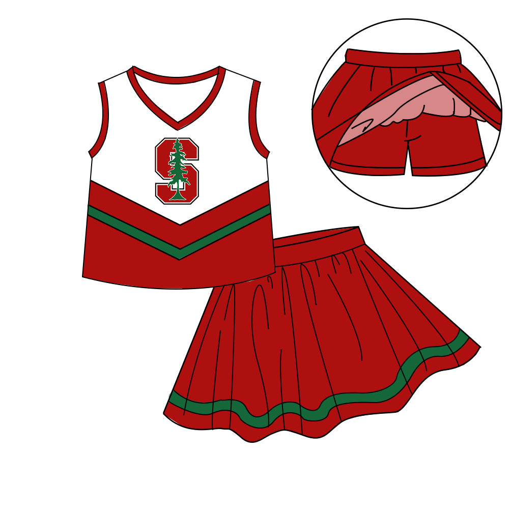 Custom moq 5 mix size milk silk eta 6-8weeks summer teams red baby girls clothes team sleeveless skirts shorts sets-25.7.9