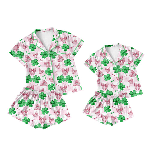 25.12.11 custom each style moq 5 eta 6-8week Sibling Sister bow short sleeve shorts sets and adult set match design