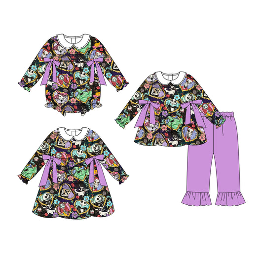 25.8.6 custom each style moq 5eta 4-6week Sibling Sisters baby girl long sleeve pants sets and dress and rompers match family design