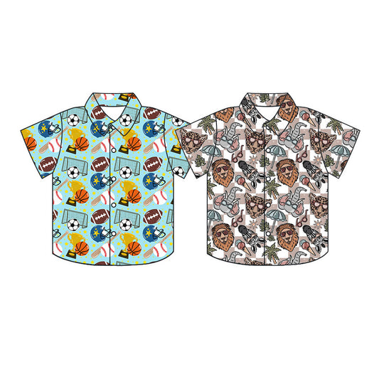 3.12 Custom moq 5 mix size Sibling Baby Boys Short-Sleeved Button-Up Shirt Boys' Summer Outfit