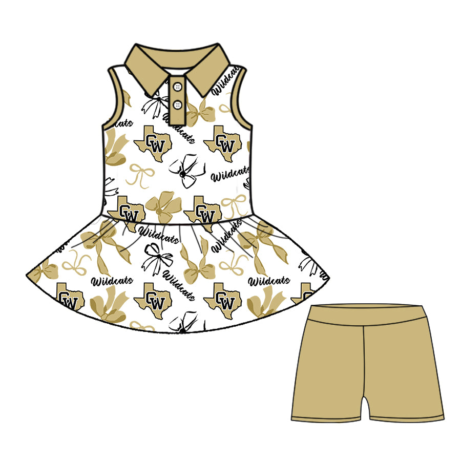Custom moq 5 mix size milk silk summer teams baby girls clothes bow khaki hooded long sleeve pants sets and shorts sets and dress and top and pant-25.8.11