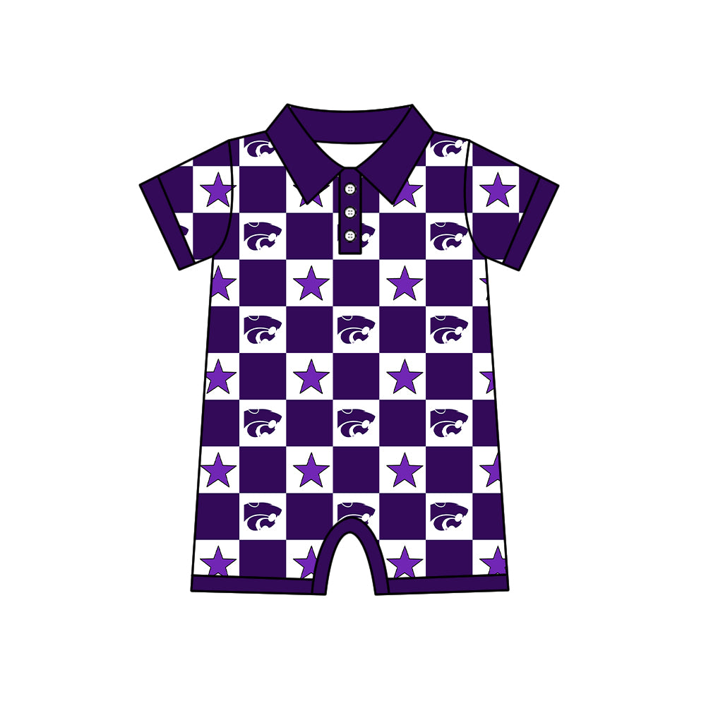 Custom moq 5 mix size milk silk summer teams Purple Checked Bows Baby Girl Sleeveless Top Skirt Short Set Dress And Shorts Yoga Outfit Boy's Top Shorts Set Romper