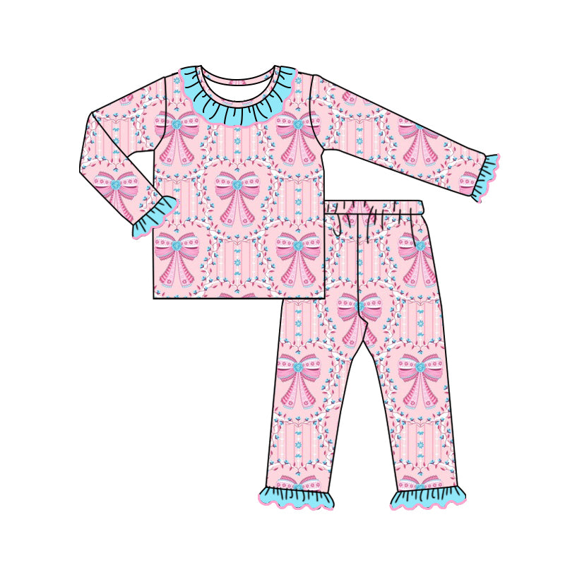 7.25 custom each style moq 5eta 4-6week Sibling Sister bow pink baby girls sets and dress and rompers match family design