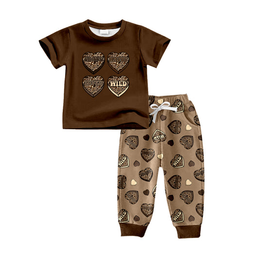 10.16 custom each style moq 5eta 4-6week baby boys clothes love WILD short sleeve pants sets