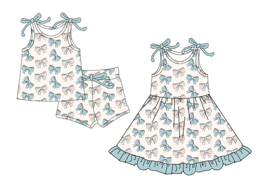 25.12.13 custom each style moq 5 eta 6-8week Sibling Sister bow baby short sleeve shorts sets and dress match design