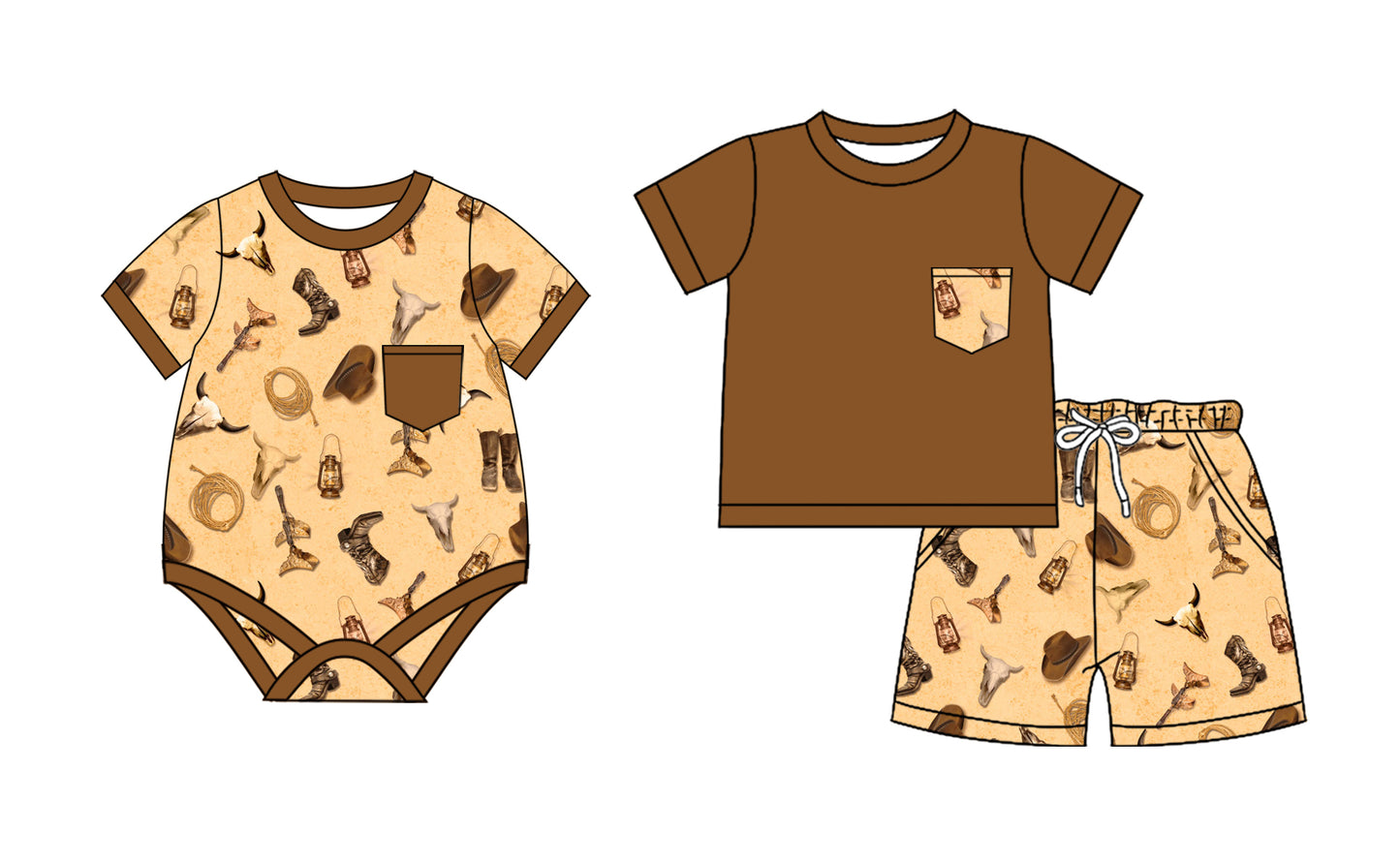 2.28 custom each style moq 5eta 4-6week Sibling Sister cow head boot baby boy short sleeve shorts sets and romper match design