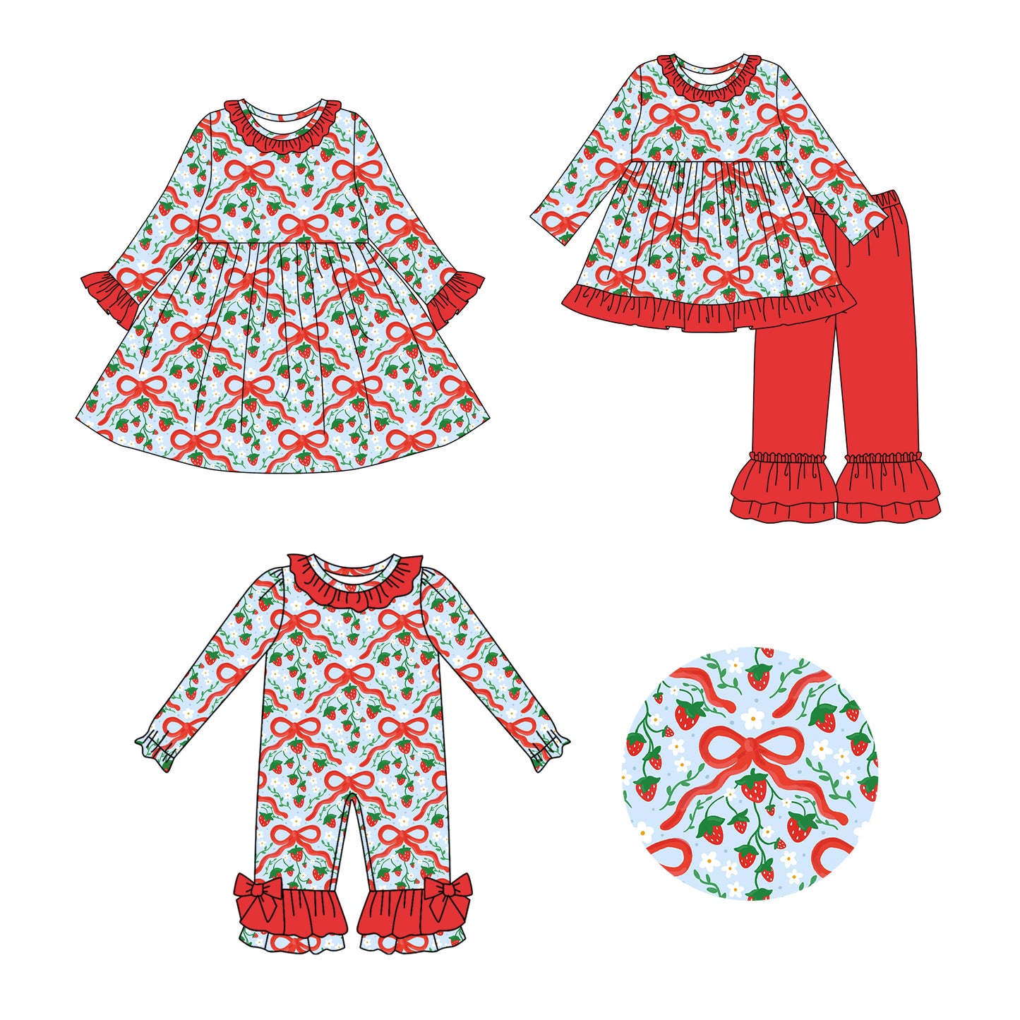 25.7.30 custom each style moq 5eta 4-6week Sibling Sisters bow red baby girl long sleeve pants sets and dress and rompers match family design
