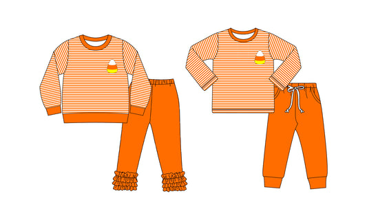 25.7.29 custom each style moq 5eta 4-6week Sibling Sisters halloween baby boy long sleeve pants sets 1 and sets 2 match family design