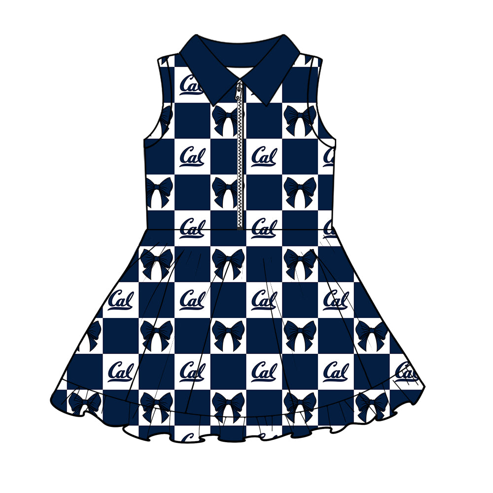 Custom moq 5 mix size Milk Silk Summer Girls' Set Letter Bow Print Plaid Sleeveless Skirt 3-Piece Set Includes Dress and Shorts-26.1.27