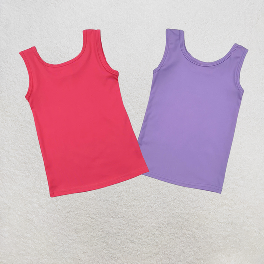 RTS NO MOQ Sibling Baby Girls  Lavender Sleeveless Yoga Tee Shirts Vests