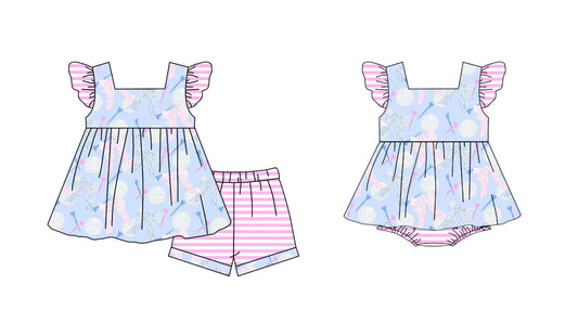 3.10 custom each style moq 5eta 4-6week Sibling Sister bow baseball baby girl short sleeve shorts sets and romper match design