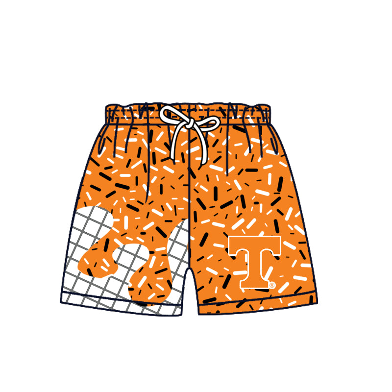 Custom moq 5 mix size milk silk summer teams Baby Camo Hooded Short Sleeve Top and Shorts Set Ice Cream Drips Orange Hooded Top with Matching Shorts