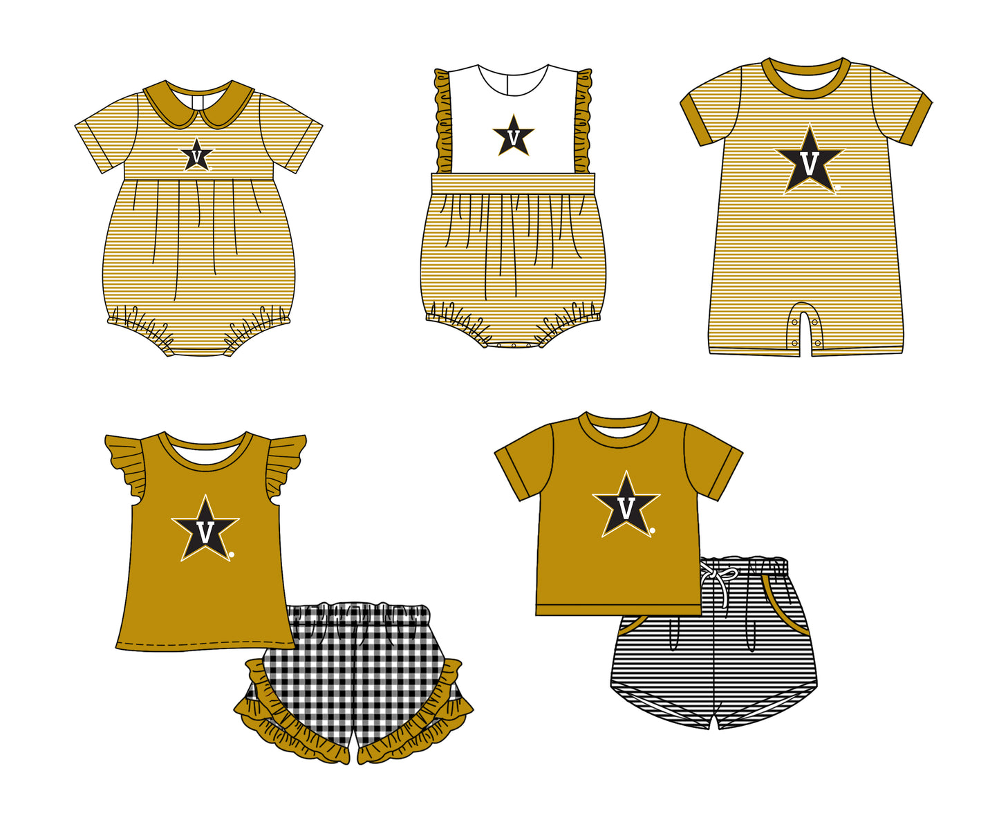 Custom moq 5 mix size milk silk summer teams Baby Boys And Girls Yellow Short-Sleeved Shirt And Shorts Set Matching Striped Rompers Outfit Set