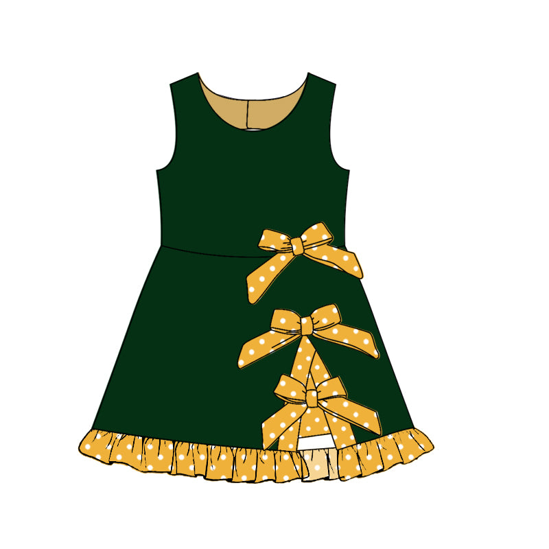 custom moq 5 mix size Baby Girls Yellow Green Bow Sleeveless Top Shorts Sets Vest Top Bows Skirt Shorts Sets Dress Yoga Active Scallop Sets