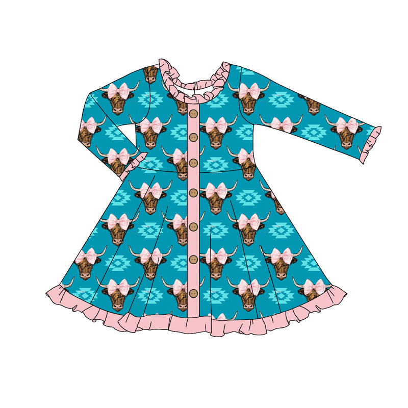 9.26 custom each style moq 5eta 4-6week Sibling Sister cow head bow baby girl sets and dress and rompers match family design
