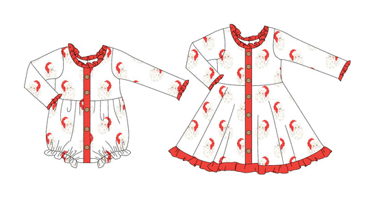 25.7.10 custom each style moq 5eta 4-6week Sibling Sisters Christmas baby girl long sleeve dress and rompers match family design