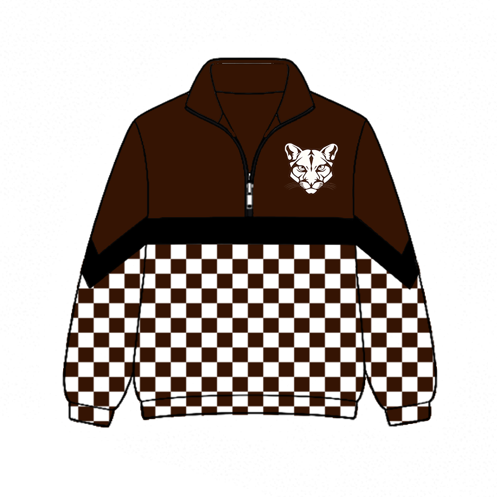 custom moq 5 mix size MSD072707 Baby Kids Casual Checked Zip Pullover Long Sleeve Team Top