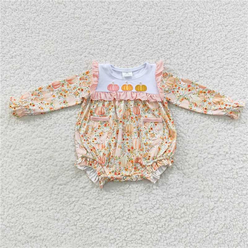 RTSPumpkin Embroidery Flowers Halloween Pumpkin Embroidery Matching Set