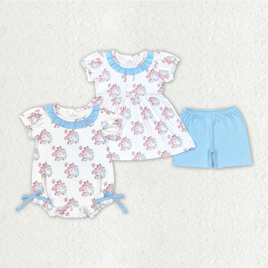 RTS NO MOQ Bird House Sibling Rompers Clothes Sets Bird House Sibling Rompers Clothes Sets