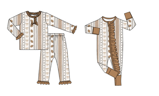 25.8.30 custom each style moq 5eta 4-6week Sibling Sisters rugby bow baby girl clothes long sleeve pants sets and romper match family design