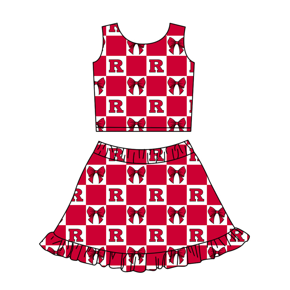 Custom moq 3 or 5 mix size milk silk summer teams baby girl clothes bow red sleeveless skirts sets 3 and dresss and shorts-26.1.23