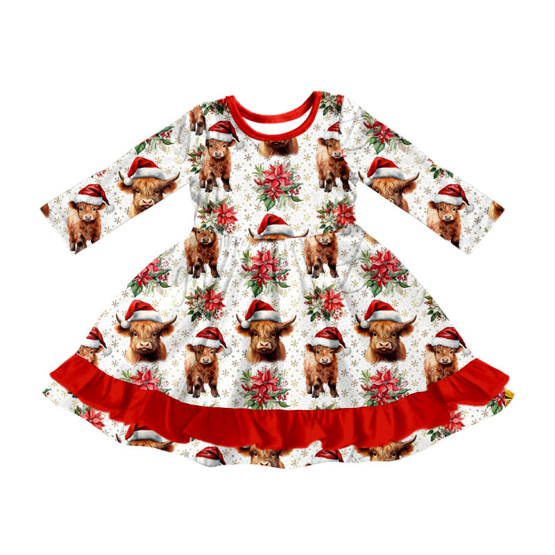 8.3  custom each style moq 5eta 4-6week baby girls clothes Christmas alpine long sleeve dress
