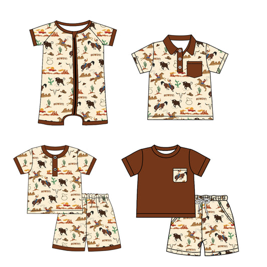 3.21 custom each style moq 5eta 4-6week Sibling Sister horse riding baby girl sets 1 and sets 2 and boy rompers and top match family design