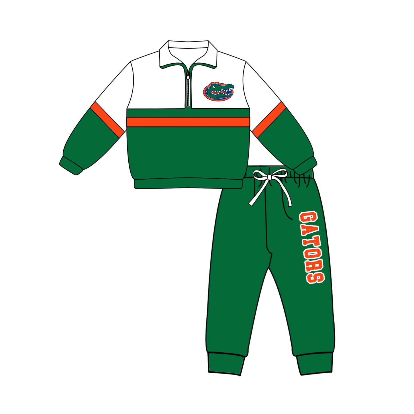Custom moq 5 mix size summer teams Girls Green Polka Dot Top Shorts Set Top Skirt Short Set Zipper Pullover Pants Set