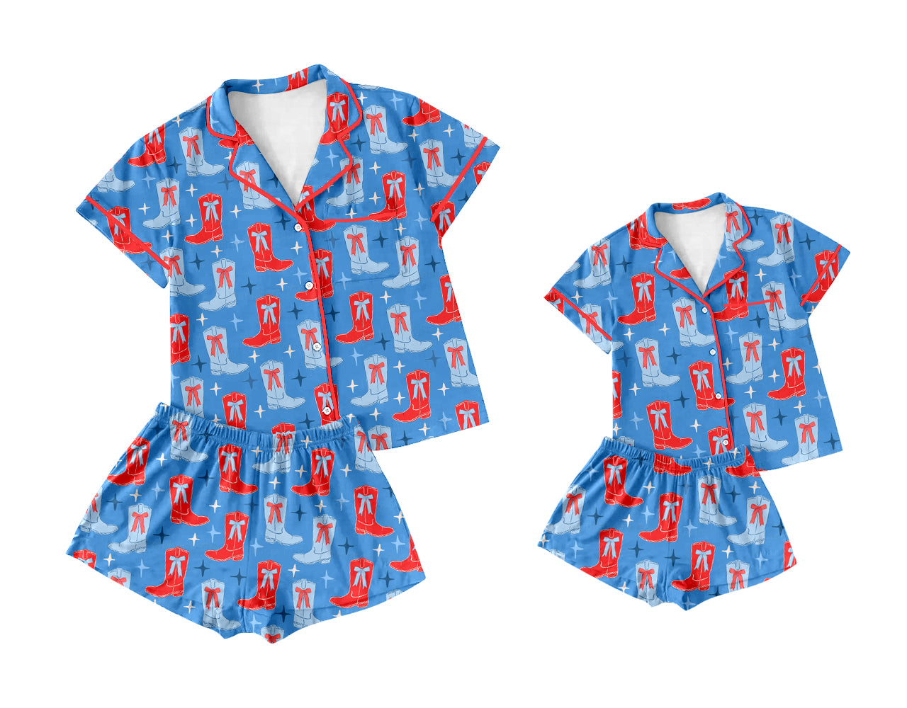 25.12.20 custom each style moq 5 eta 6-8week Sibling Sister boot bow short sleeve shorts sets and adult set match design