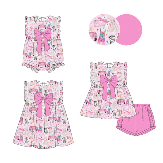 3.28 custom each style moq 5eta 4-6week Sibling Sisters baby girl short sleeve shorts sets and dress and rompers match family design