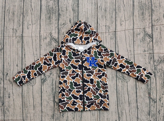 Custom moq 5 mix size milk silk baby boys clothes team summer camouflage zipper hooded long sleeve top-25.11.22
