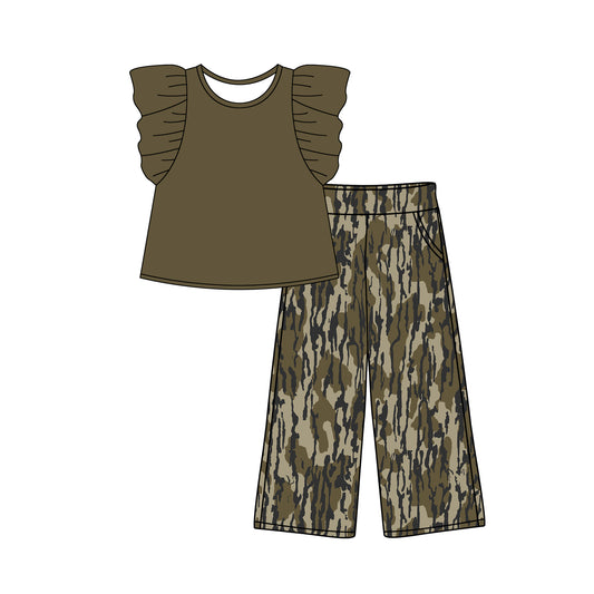 10.9 custom each style moq 5eta 4-6week baby girls clothes camouflage short sleeve pants sets