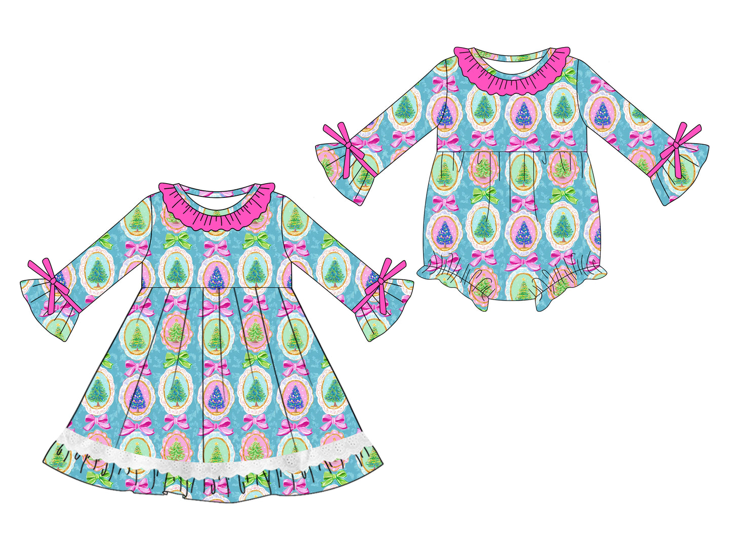 25.7.31 custom each style moq 5eta 4-6week Sibling Sisters Christmas baby girl long sleeve dress and rompers match family design
