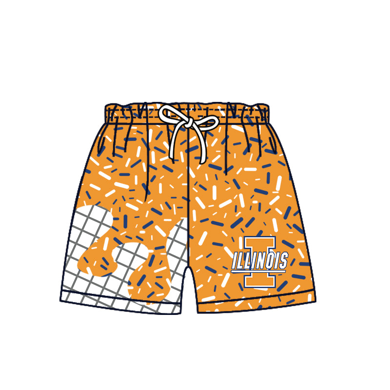 Custom moq 5 mix size milk silk summer teams Camo Hooded Short Sleeve Top Shorts Set Ice Cream Drips Orange Hooded Top with Matching Shorts For Kids