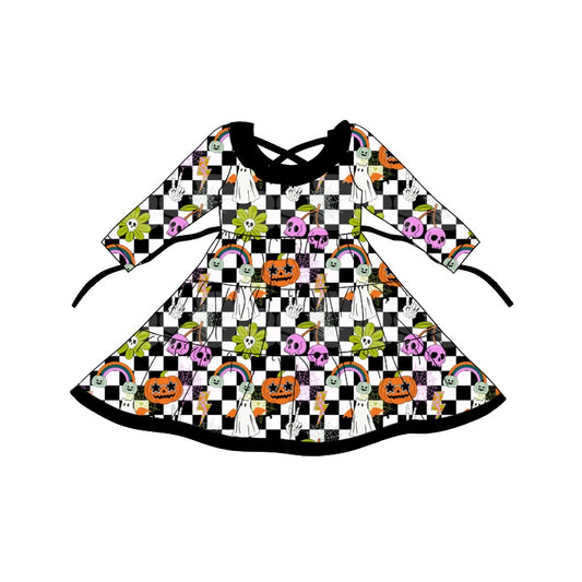 8.20 custom each style moq 5eta 4-6week baby girls clothes pumpkin long sleeve dress