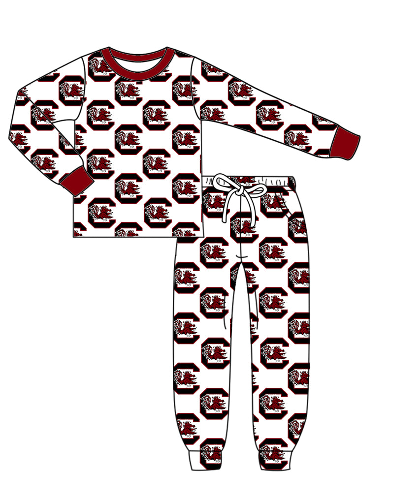 Custom moq 5 mix size milk silk summer teams baby girls clothes camouflage brick red hooded long sleeve pants sets 2 and boy pants sets and pant-25.8.7