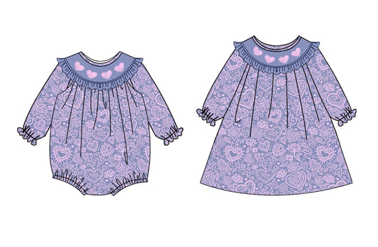 25.10.24 custom each style moq 5 eta 6-8week Sibling Sisters love baby girl long sleeve dress and rompers match family design