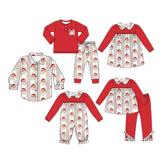 25.6.11 custom each style moq 5eta 4-6week Sibling Sisters Christmas red baby girl long sleeve pants sets 1 and sets 2 and romper and dress and top match family design