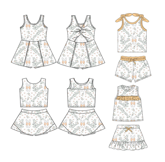 25.12.22 custom each style moq 5 eta 6-8week Sibling Sisters baby girl clothes short sleeve shorts sets and skirts set 2 and dress match family design