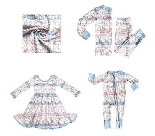 25.8.26 custom each style moq 5eta 4-6week Sibling Sisters bow baby girl long sleeve pants sets and dress and rompers match family design