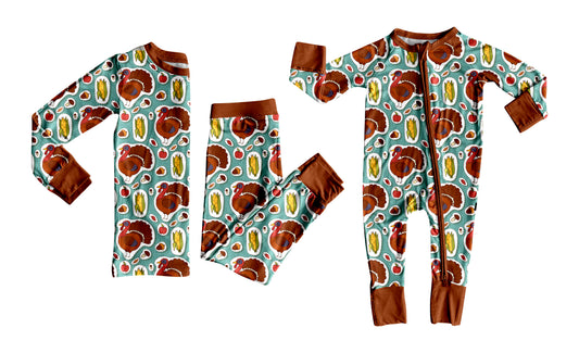 25.6.9 custom each style moq 5eta 4-6week Sibling Sisters turkey baby boy long sleeve pants sets and rompers match family design