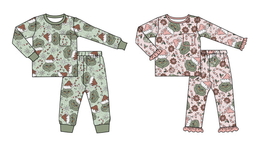 25.7.26 custom each style moq 5eta 4-6week Sibling Sisters Christmas baby boy long sleeve pants sets 1 and sets 2 match family design