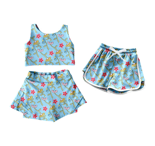 4.9 custom each style moq 5eta 4-6week Sibling Sister floral baby girls clothes Short sleeve yoga dress and shorts match family design