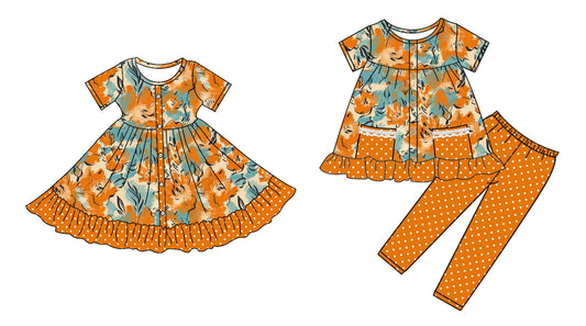 25.5.25 custom each style moq 5eta 4-6week Sibling Sister baby girl pants sets and dress match family design